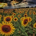 Sunset Meditation in a Sunflower Field