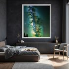 Modern Bedroom with Milky Way View and Cozy Decor