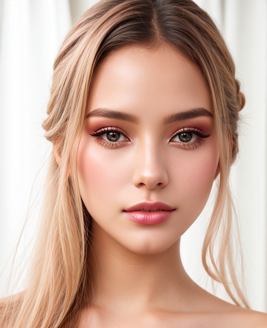 Young woman with elegant blonde hair and soft makeup