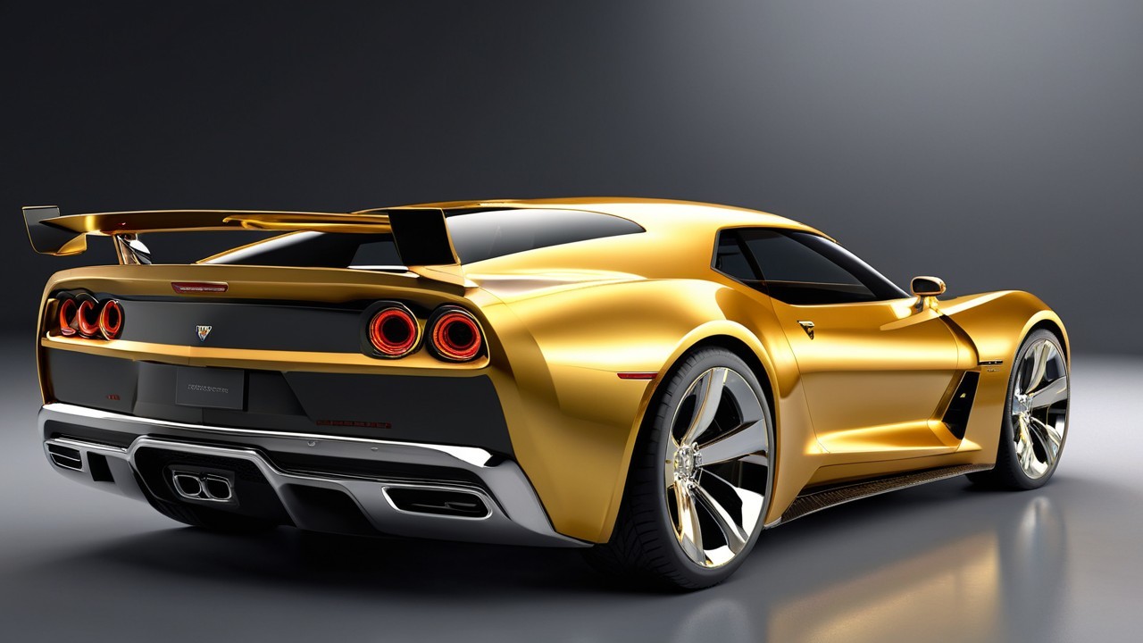 Modern Sports Car with Gold Finish and Aerodynamic Design