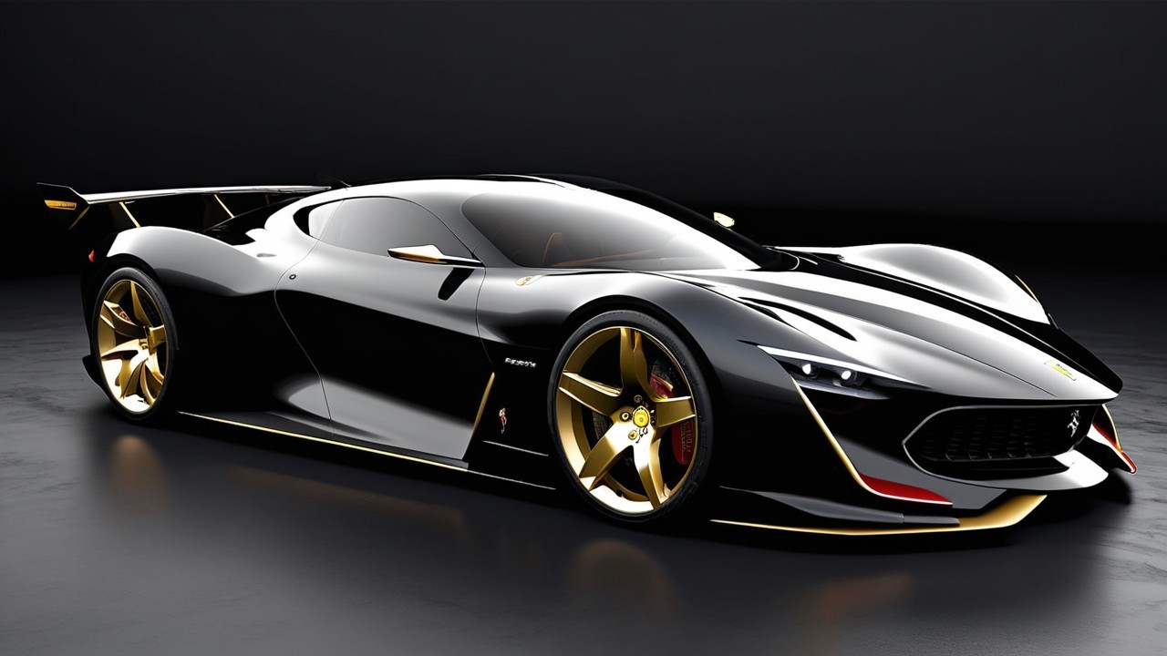 High-Performance Sports Car with Glossy Black Finish
