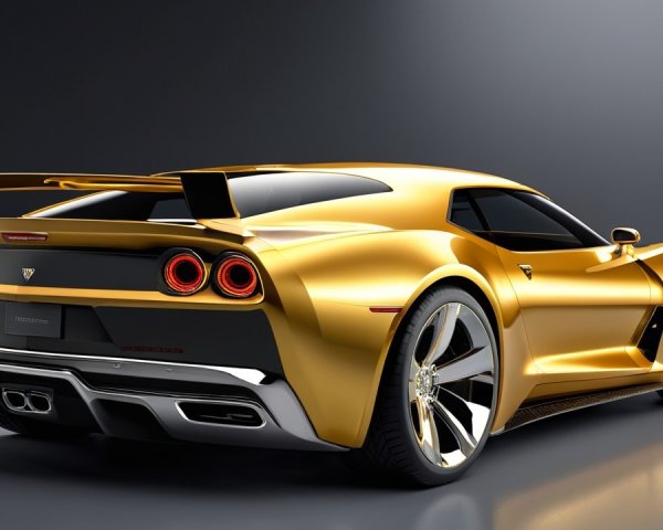 Modern Sports Car with Gold Finish and Aerodynamic Design