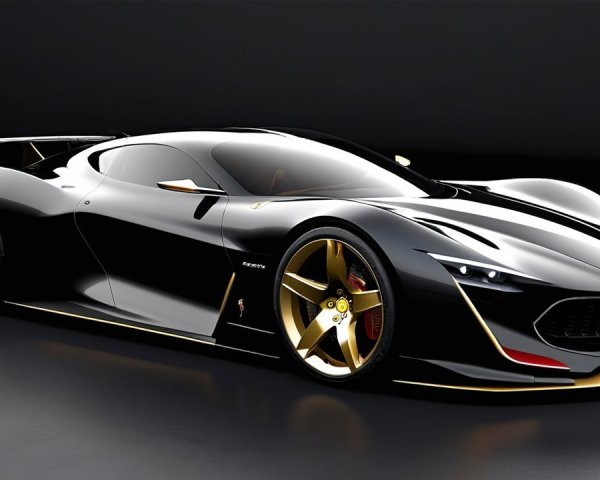 High-Performance Sports Car with Glossy Black Finish