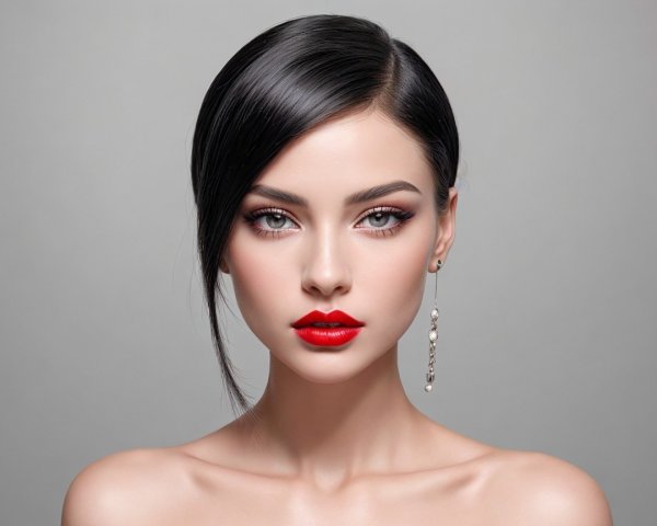 Elegant Portrait of a Woman with Bold Makeup