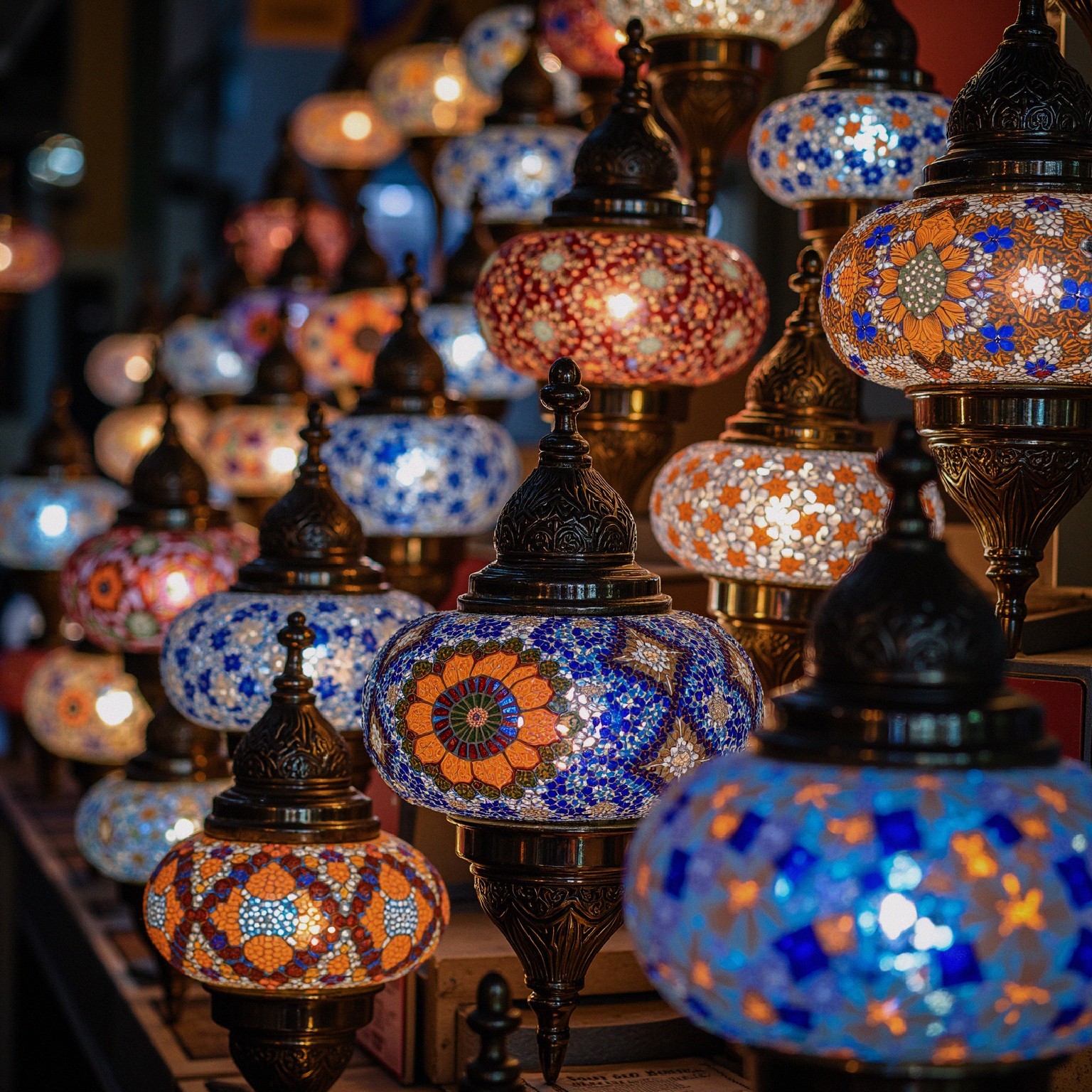 Colorful Glass Lamps with Intricate Mosaic Designs