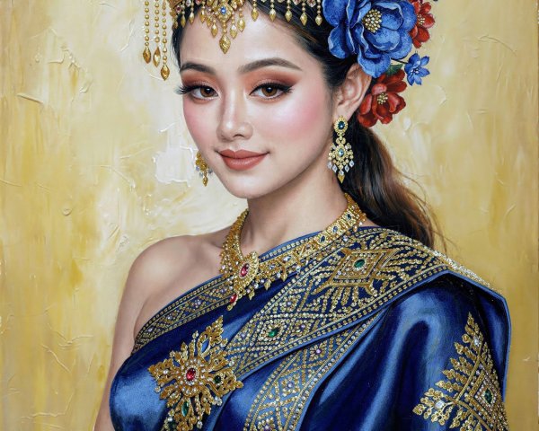 Portrait of a Southeast Asian Woman in Traditional Attire