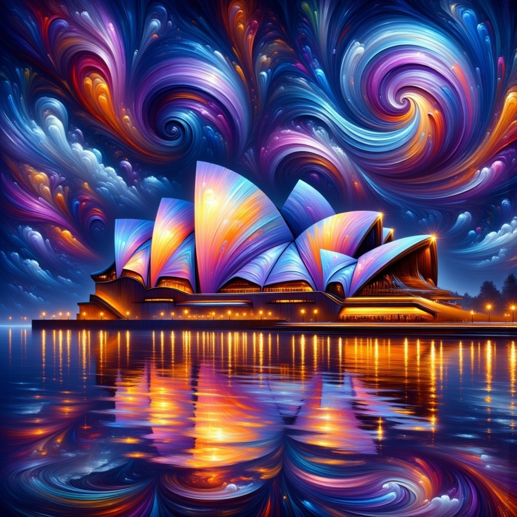 Abstract Colorful Interpretation of Sydney Opera House