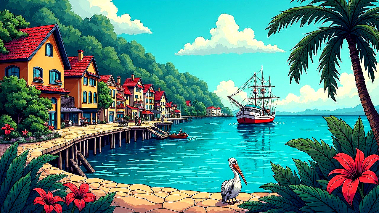 Charming Waterfront Village with Colorful Houses