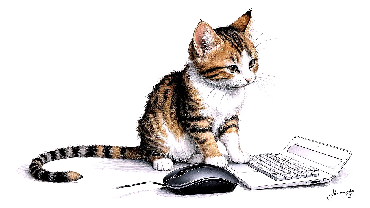 Calico Kitten Curiously Observing a Laptop Screen