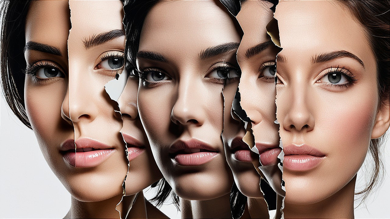 Layered Female Faces with Diverse Expressions and Tones