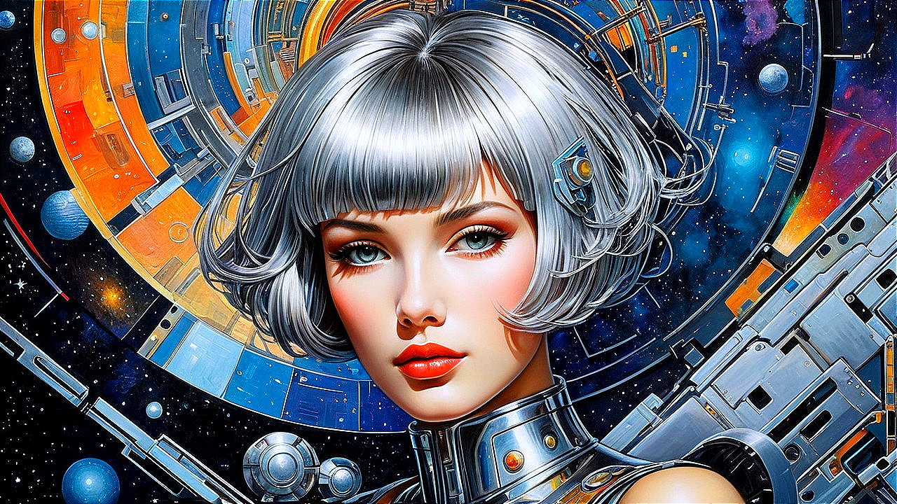 Futuristic Portrait of a Woman in Cosmic Setting