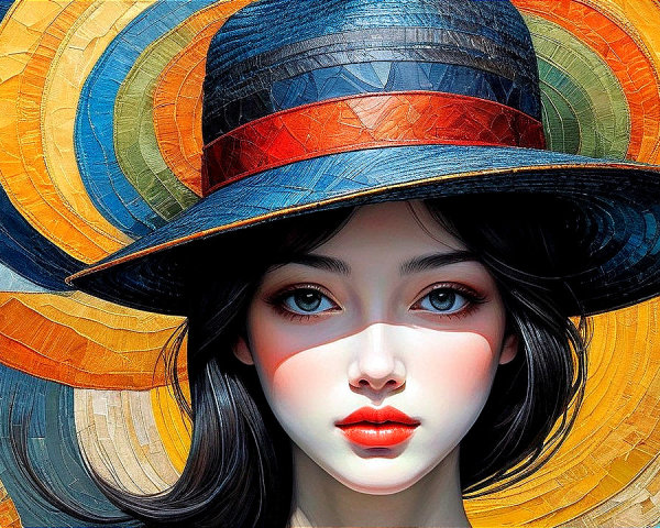 Portrait of a Young Woman with Blue Eyes and Hat