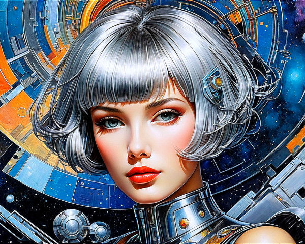 Futuristic Portrait of a Woman in Cosmic Setting