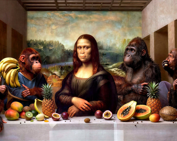 Surreal Reimagining of The Last Supper with Primates
