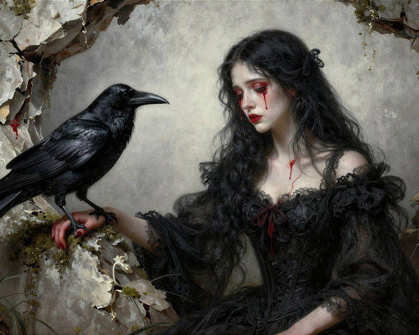 Fantasy Horror Digital Painting of a Young Woman