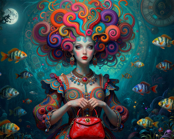 Fantasy Digital Painting of Woman in Underwater Scene