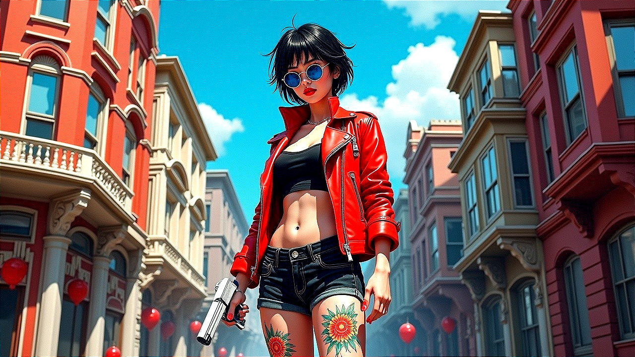 Confident Young Woman in Urban Setting with Tattoos