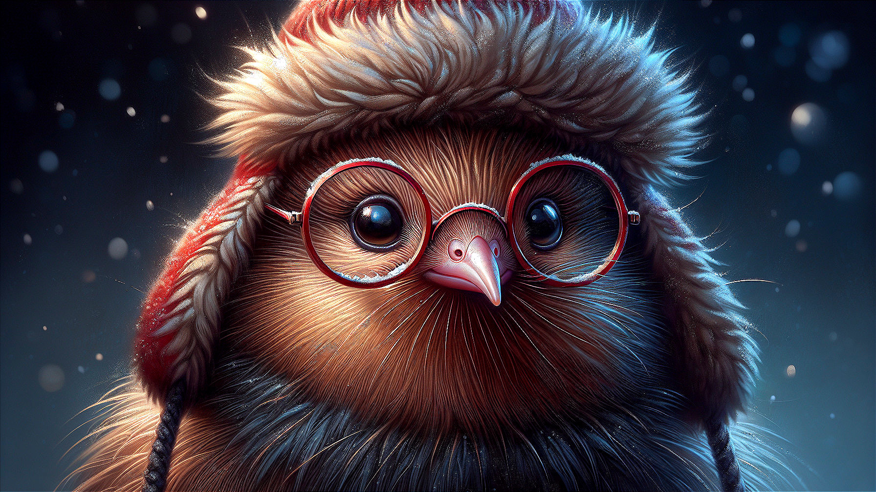 Fluffy Bird in Glasses with Winter Accessories