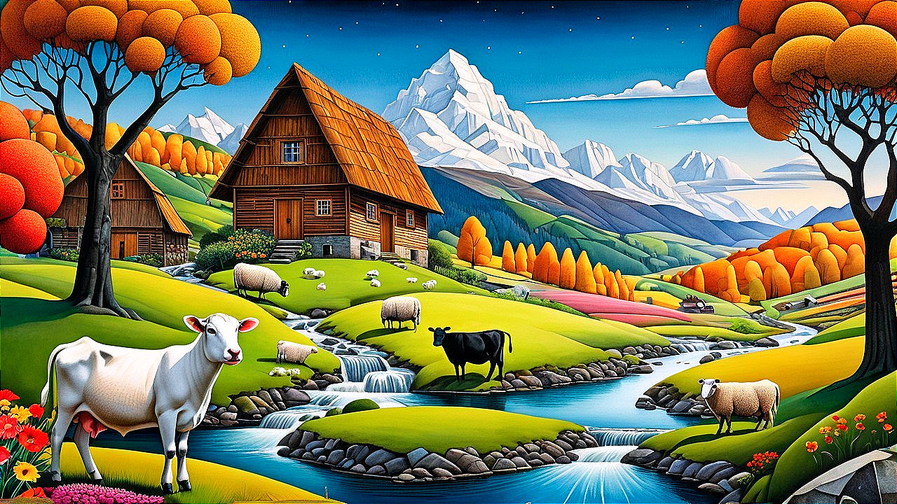 Pastoral Landscape with Cabin and Grazing Animals