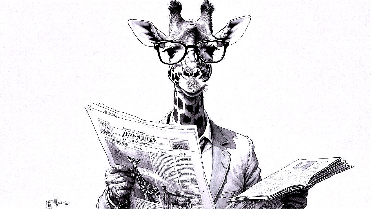 Sophisticated Giraffe in Suit and Glasses Illustration