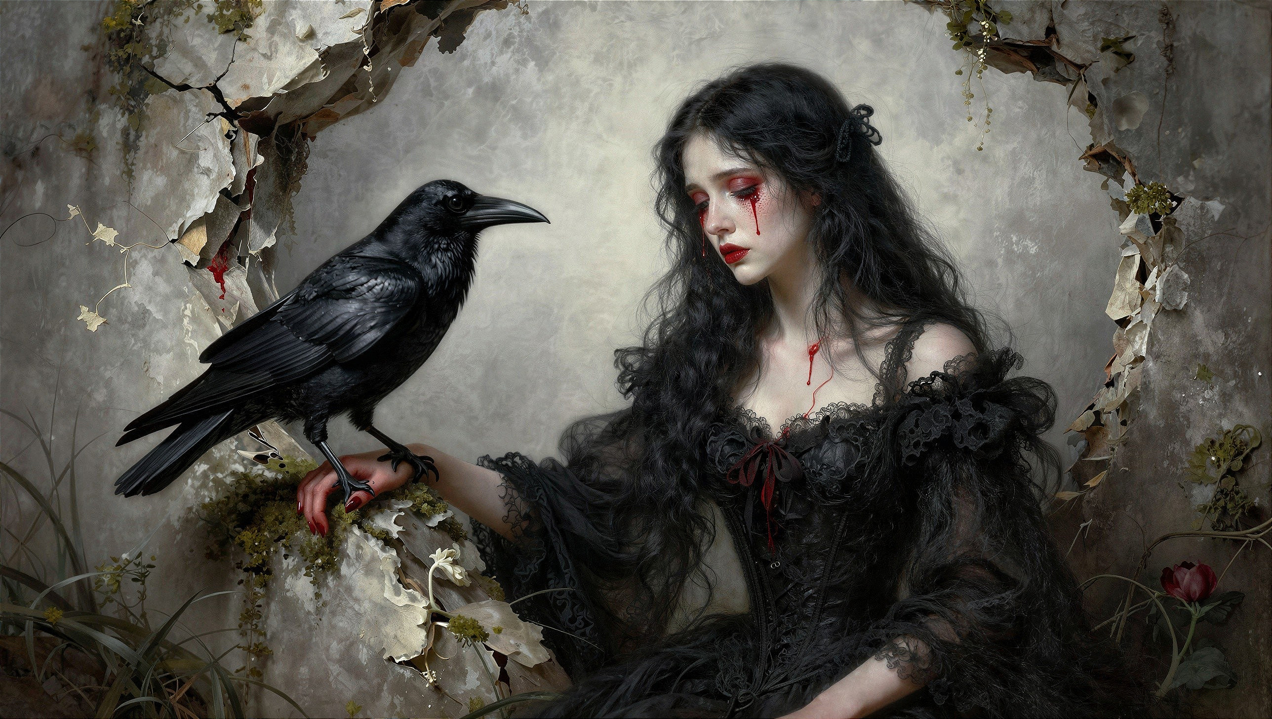 Fantasy Horror Digital Painting of a Young Woman