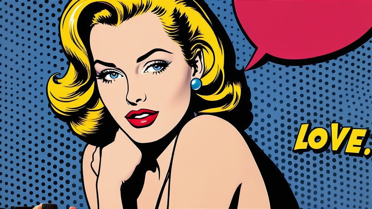 Vintage Pop Art Portrait of Glamorous Woman