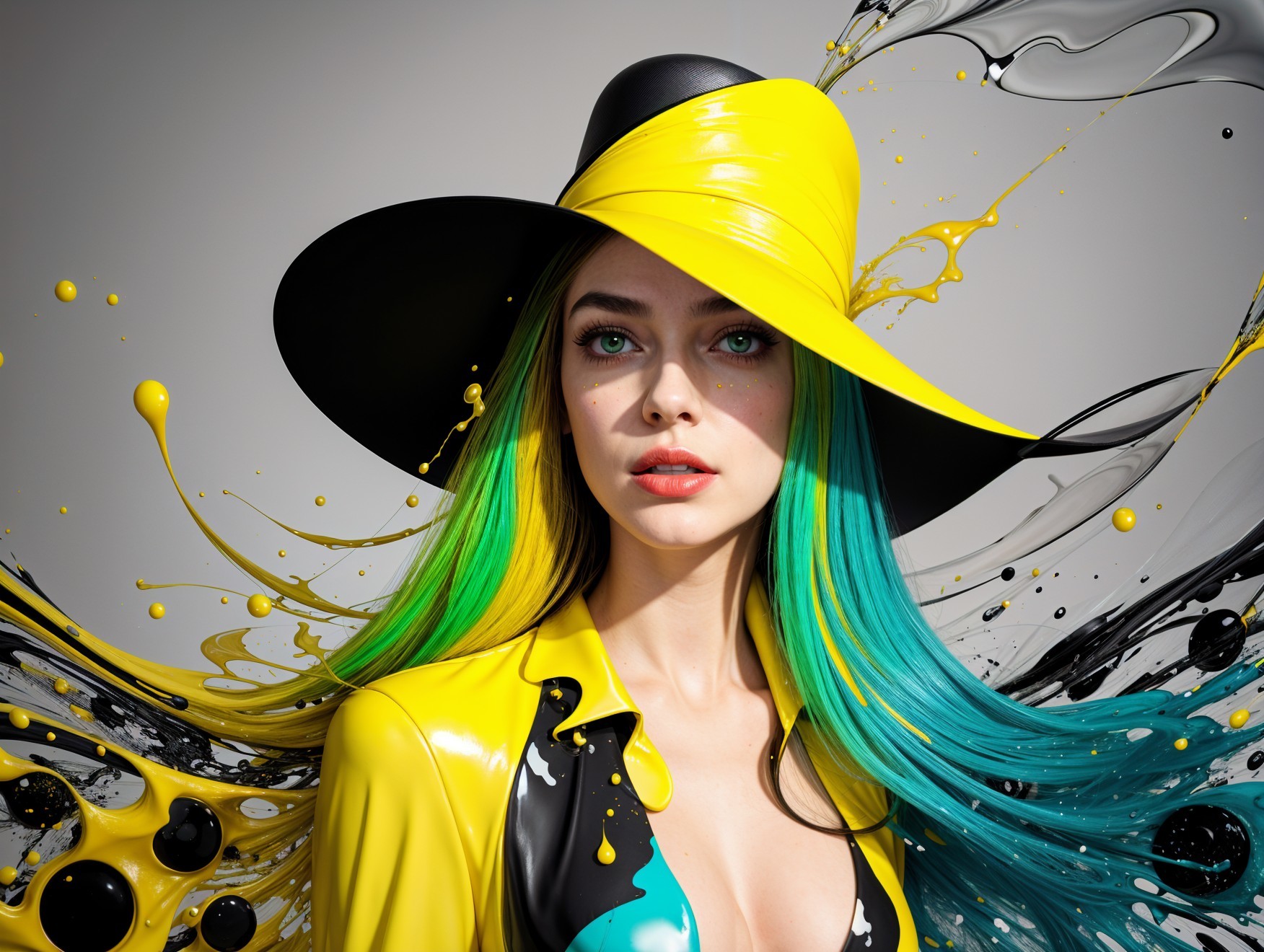 Vibrant Multi-Colored Hair and Bold Fashion Display