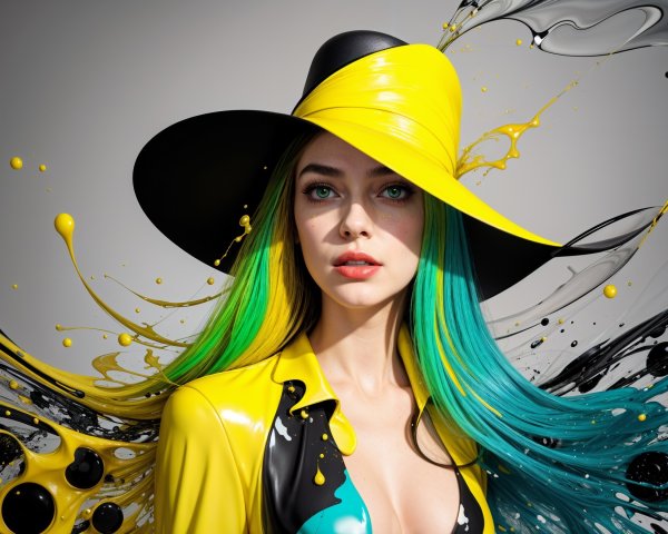 Vibrant Multi-Colored Hair and Bold Fashion Display