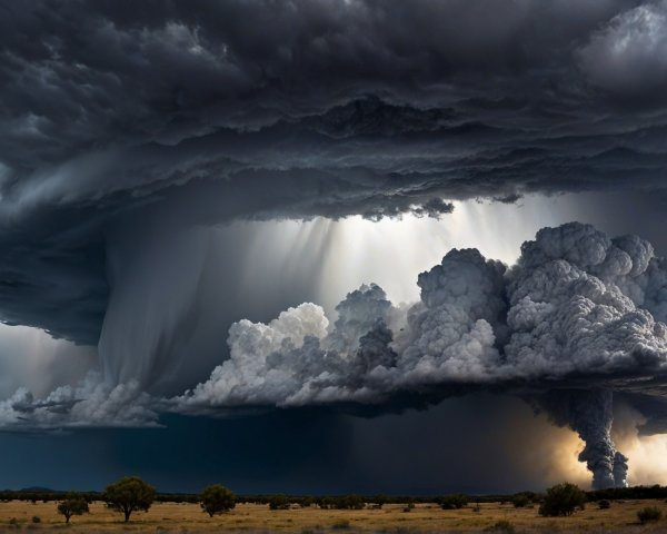 Dramatic Storm Clouds with Eerie Light and Landscape