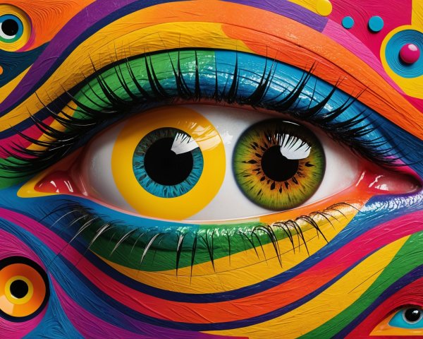 Intricate Colorful Eye with Vibrant Swirling Patterns