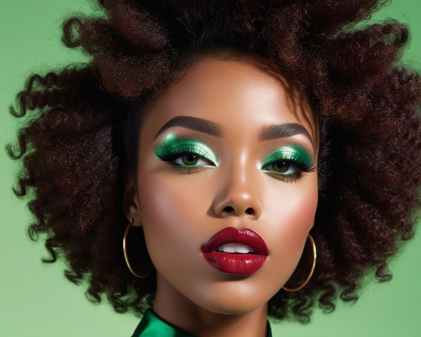 Vibrant Portrait of a Woman with Bold Makeup