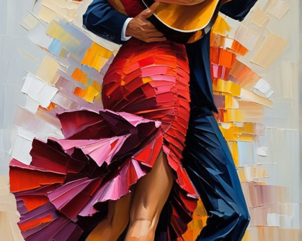 Stylized Digital Painting of a Romantic Dance Scene