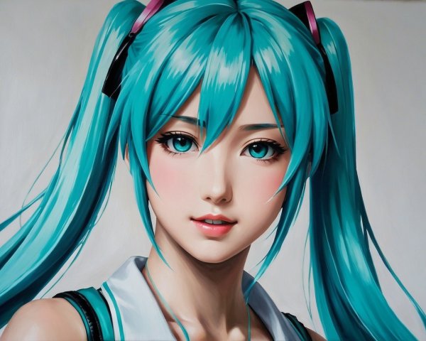 Vibrant Portrait of a Young Character with Turquoise Hair
