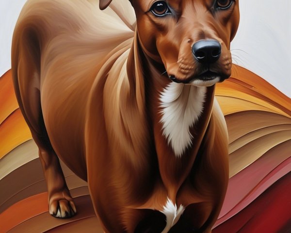 Rhodesian Ridgeback Dog Against Autumn Ribbon Background