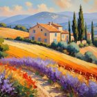 Impressionistic Oil Painting of a Rural Landscape
