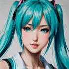 Vibrant Portrait of a Young Character with Turquoise Hair