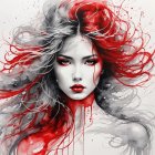 Watercolor and Ink Painting of an Asian Woman