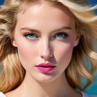 Close-Up Portrait of a Young Woman with Blue Eyes