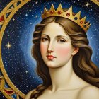 Regal woman with crown and celestial background