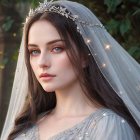 Serene portrait of a young woman in silver gown