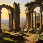 Italianate Landscape with Roman Ruins at Sunset