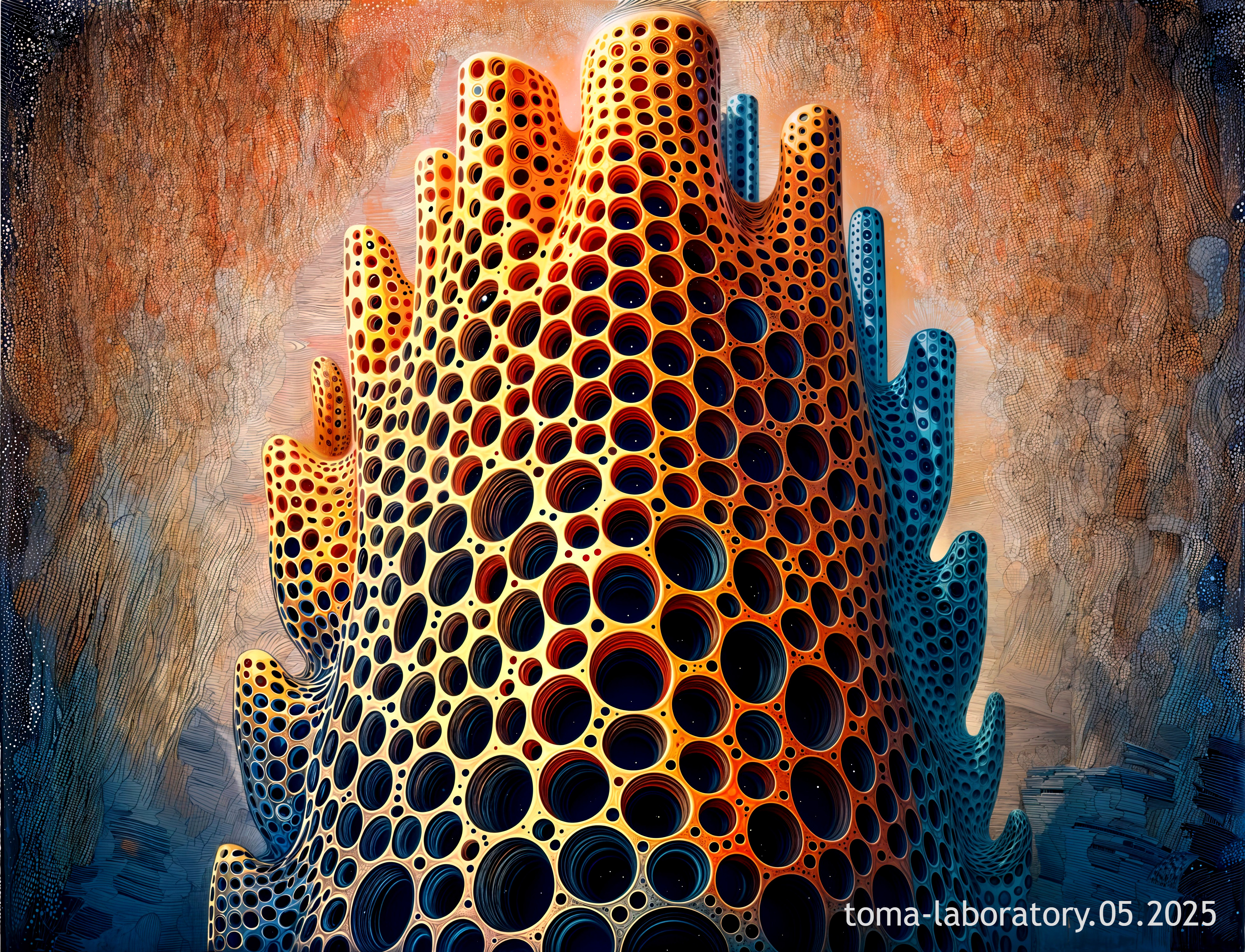 Abstract Coral Structure with Vibrant Colors and Texture