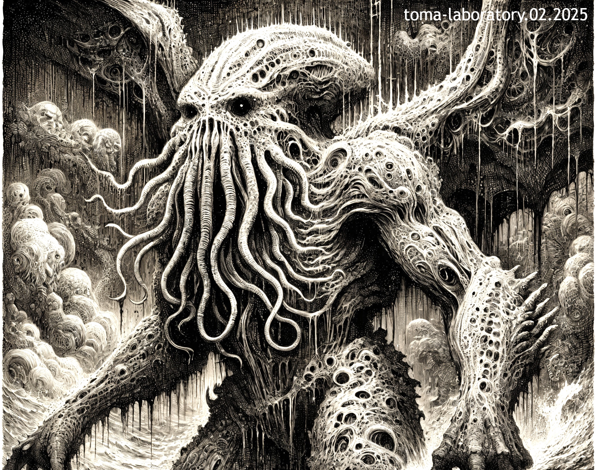 Monstrous Figure in Dark, Turbulent Landscape