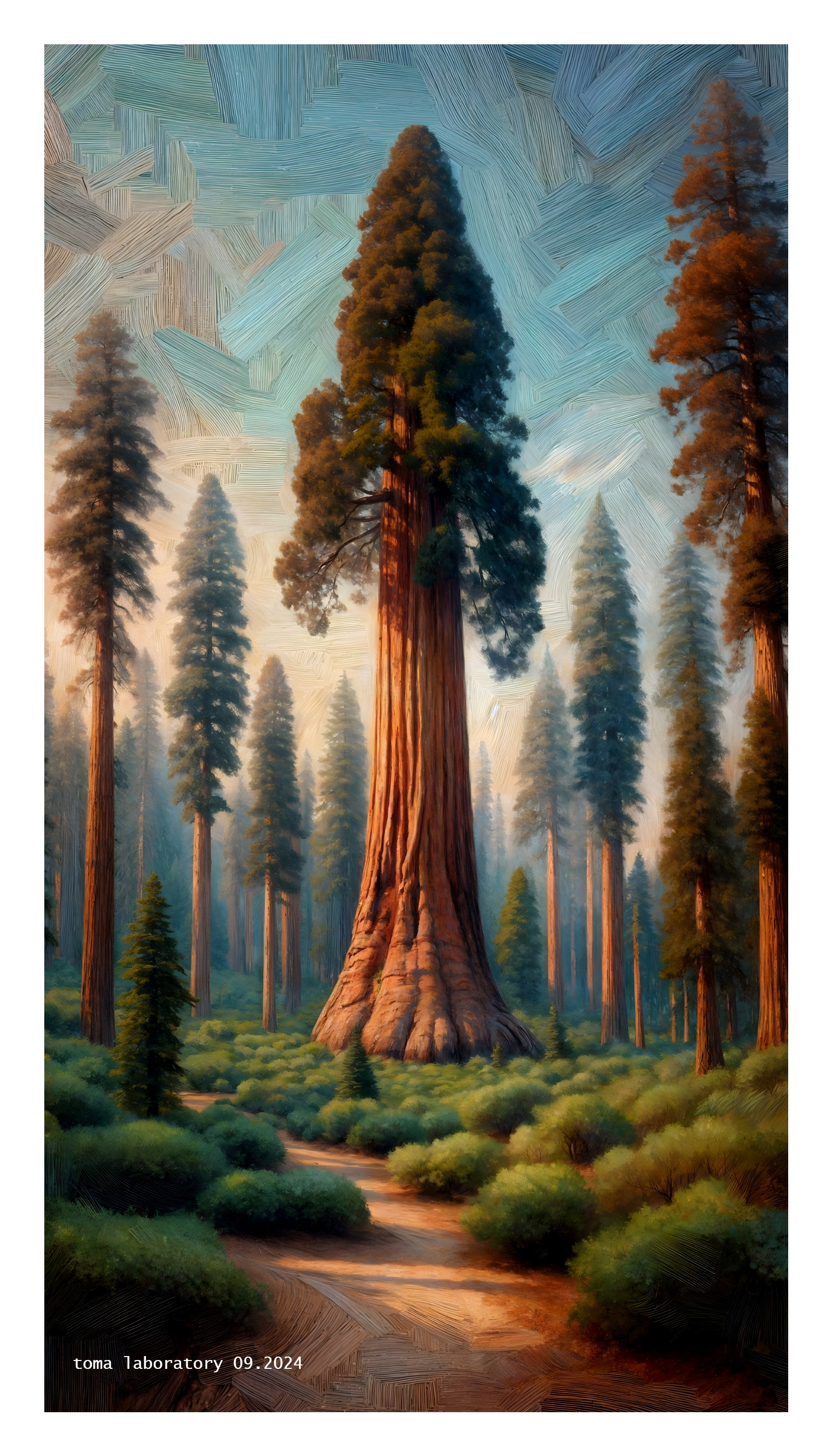 Majestic Sequoia Tree in a Serene Forest Scene