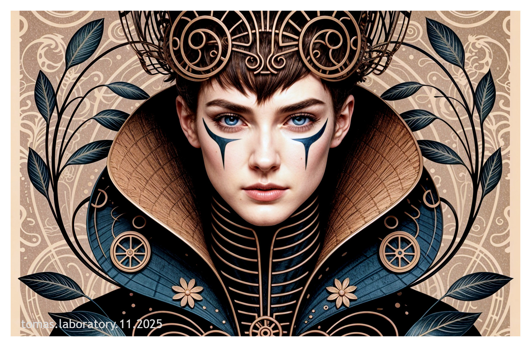 Portrait of a Young Woman in Steampunk Aesthetic