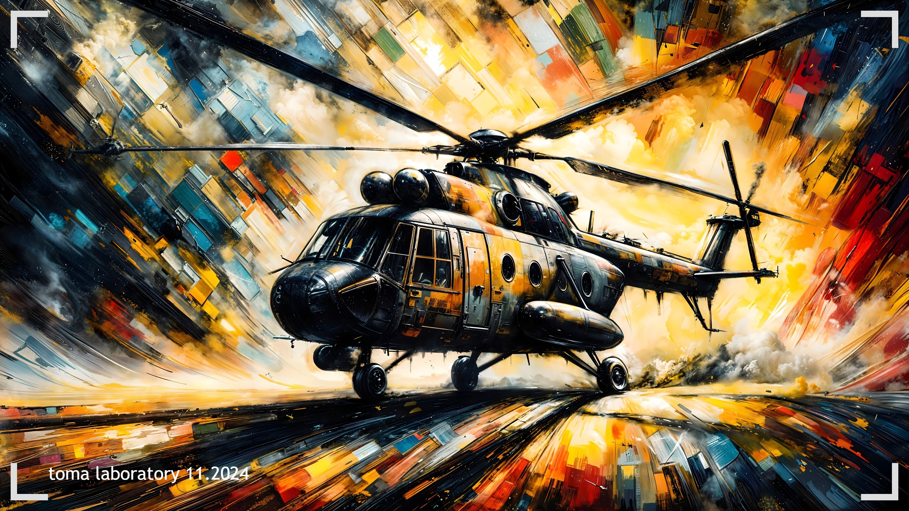 Military Helicopter in Action with Vibrant Colors
