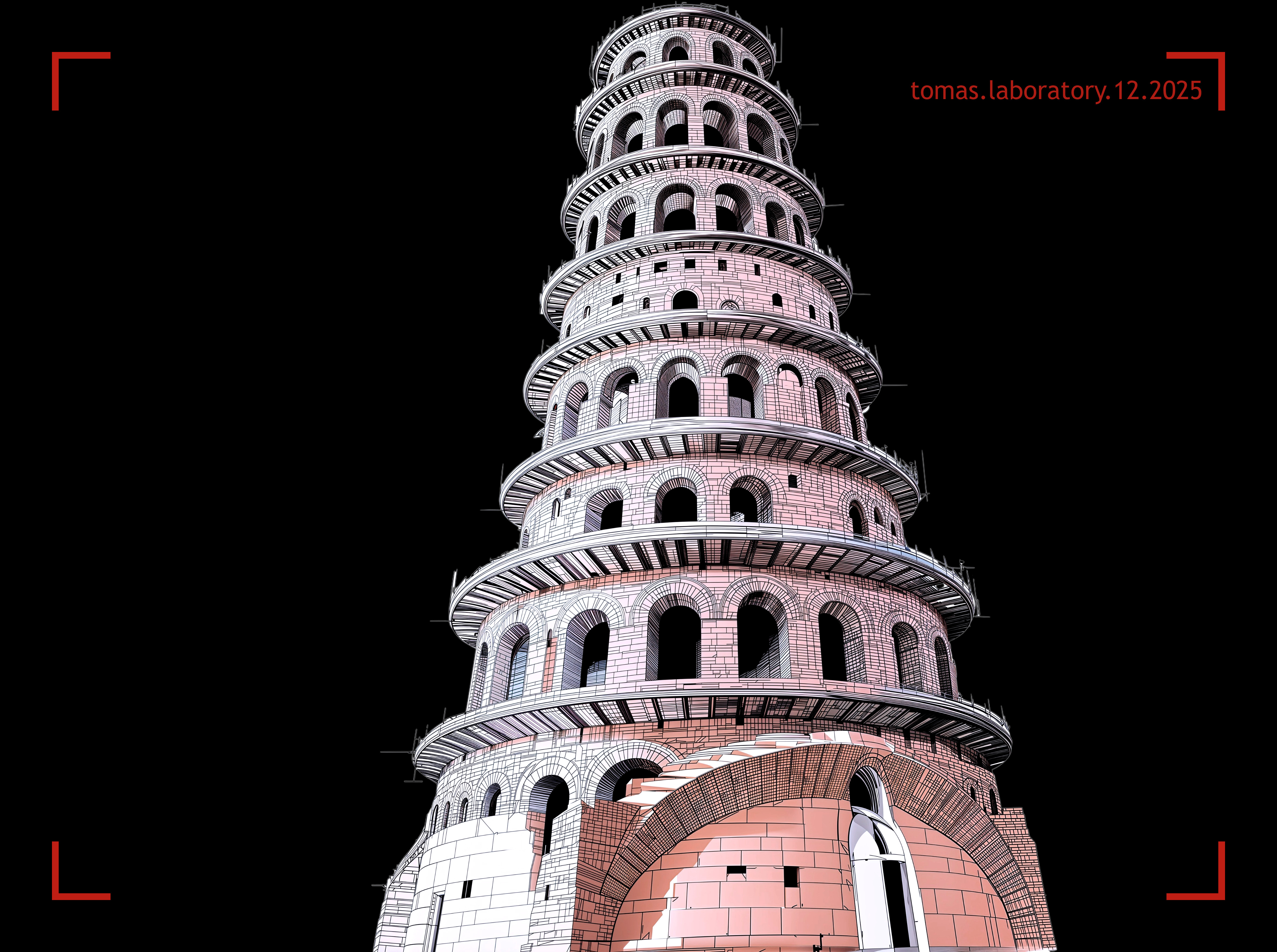 Stylized Tower with Spiraling Staircase and Tiers