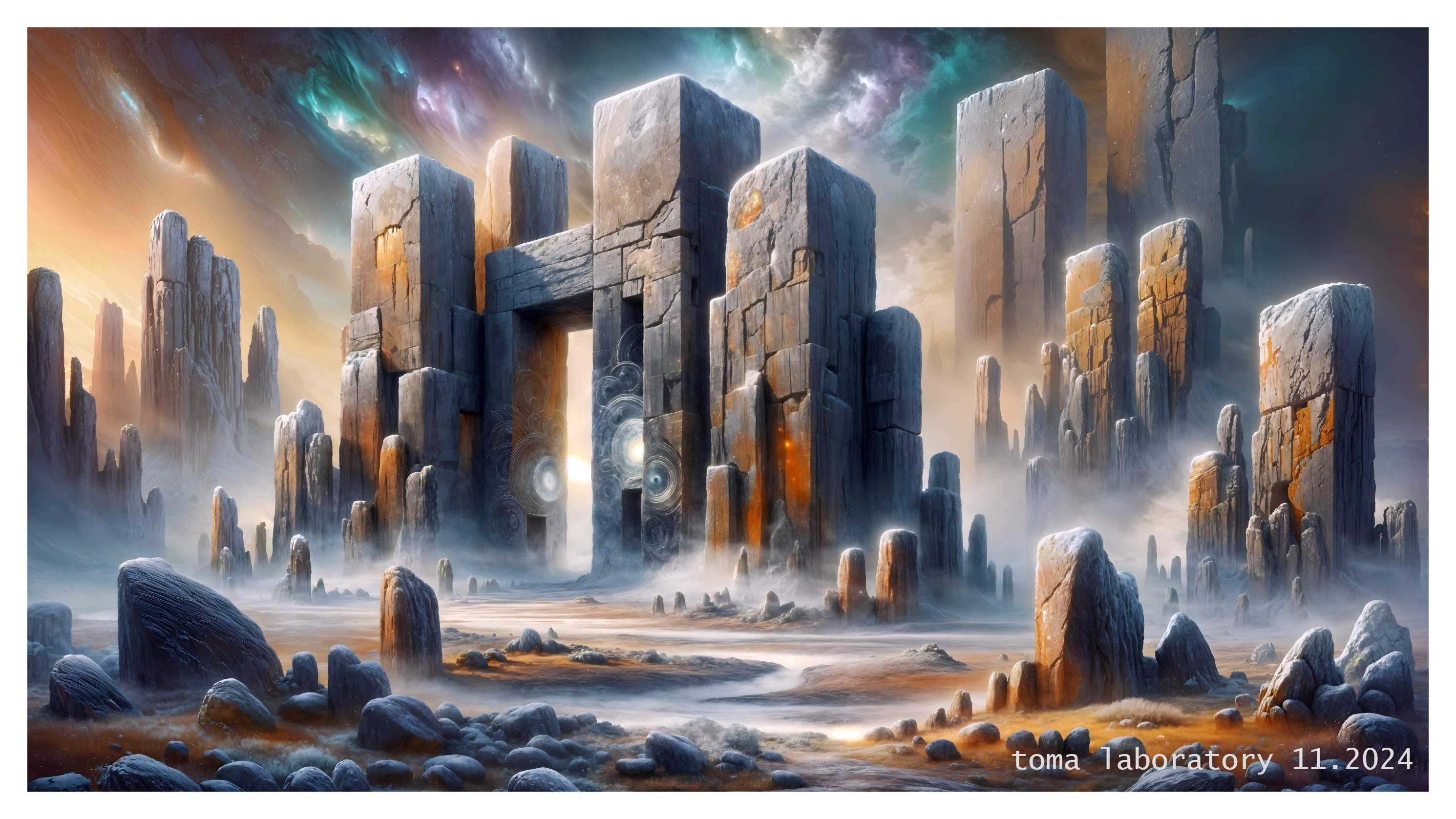 Mystical Landscape with Glowing Ancient Doorway