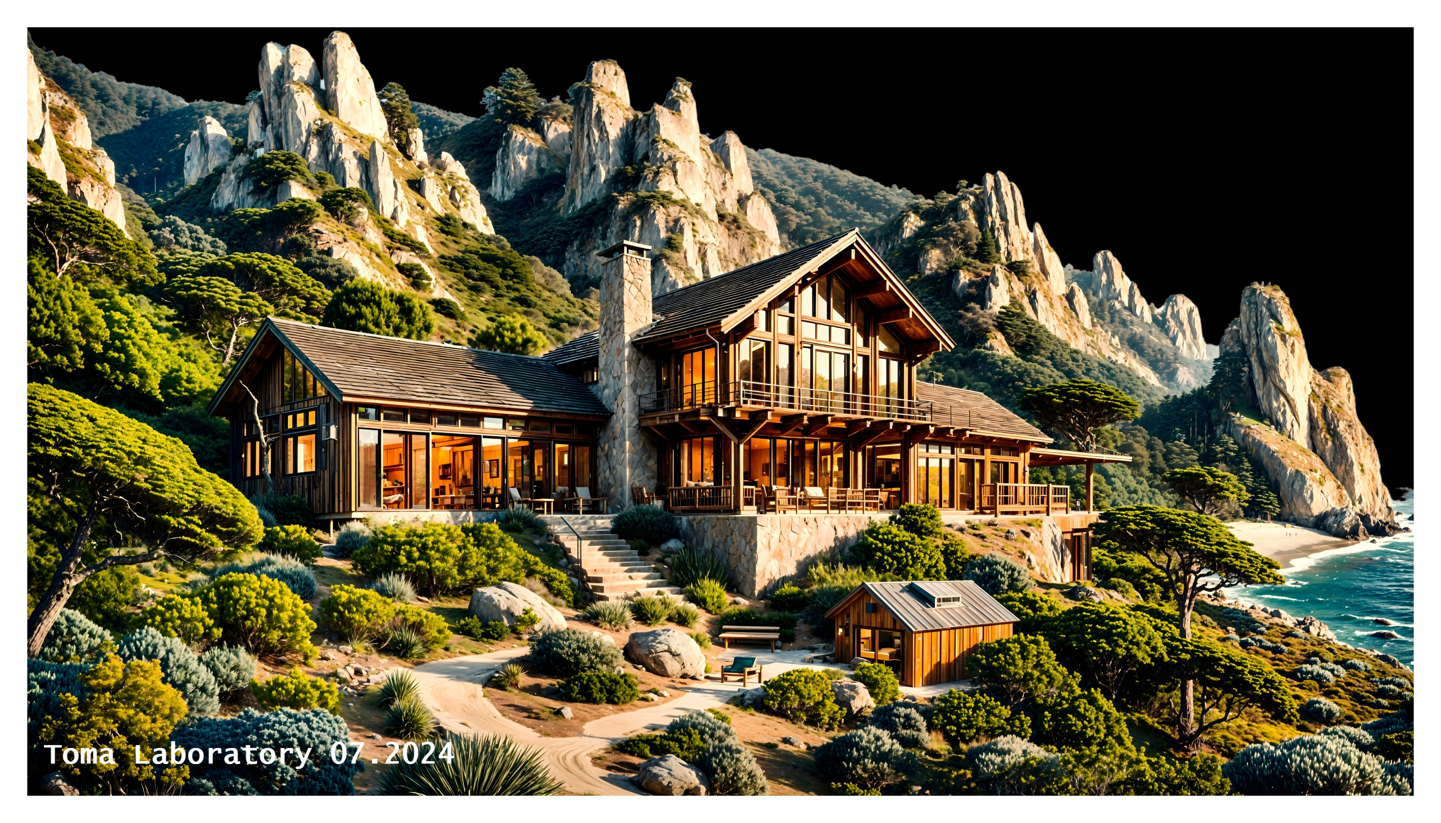 Coastal Retreat with Glass Windows and Scenic Views