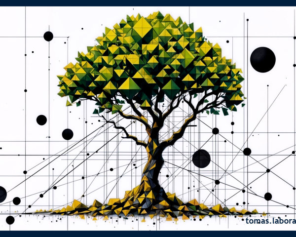 Geometric Tree with Triangular Foliage and Abstract Design